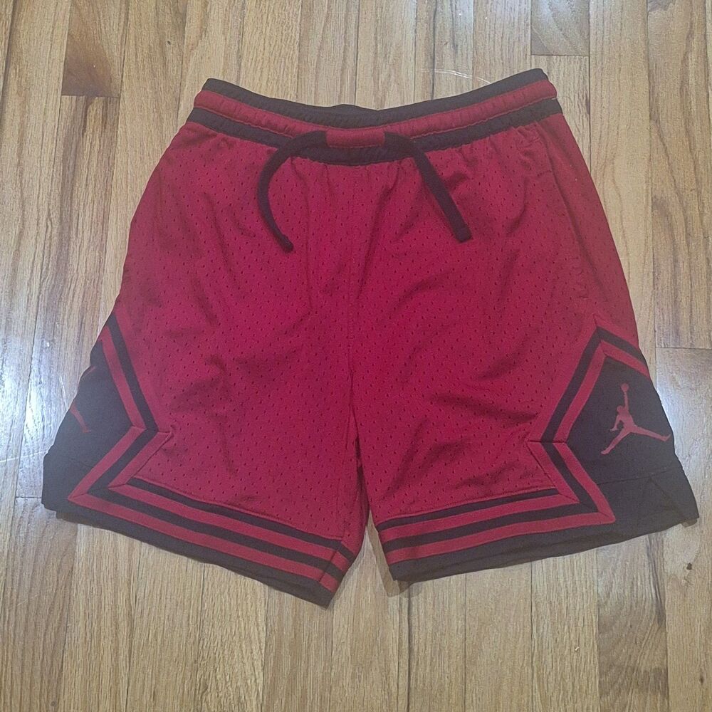 Jordan Sport Dri-Fit Diamond Mesh Shorts Men's Medium Red Black Gym Basketball
